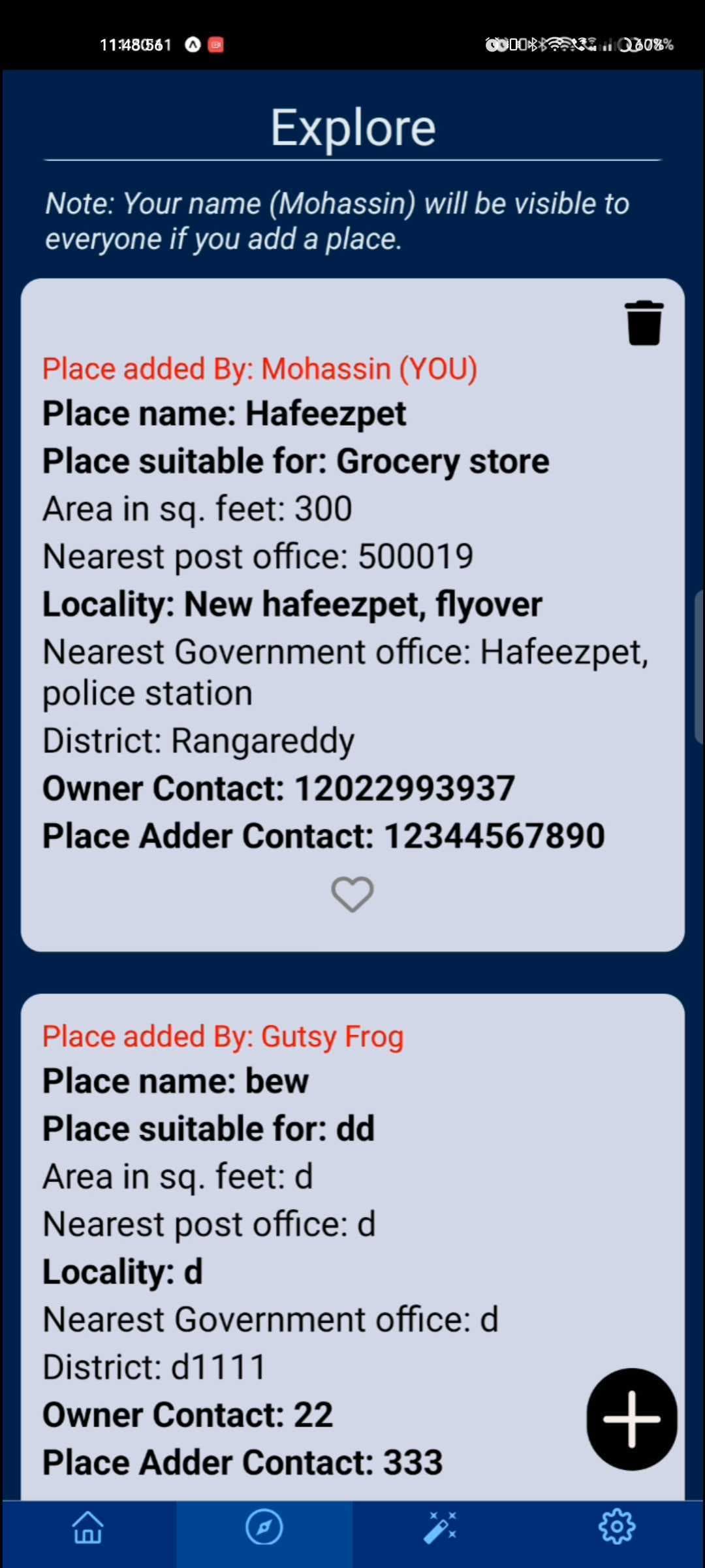 bFinder explore screen